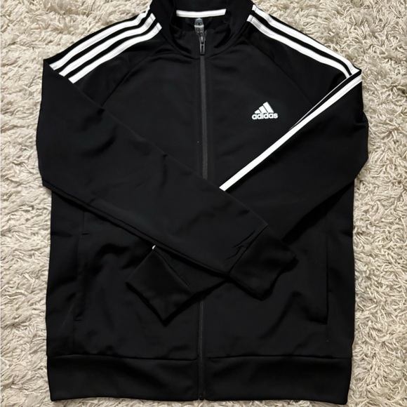Adidas Black Jacket with White Logo Stripes Size L - Picture 2 of 15